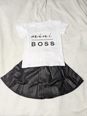 Toddler/Little Girls "Mini Boss" 2-Piece Outfit Set – Multiple Sizes